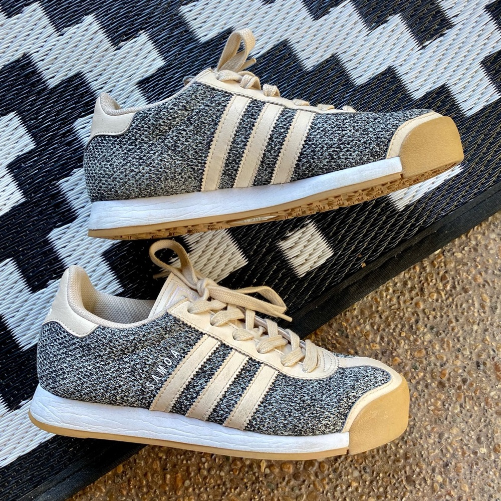 Adidas Samoa Linen & Gum Black/White/Cream Shoes